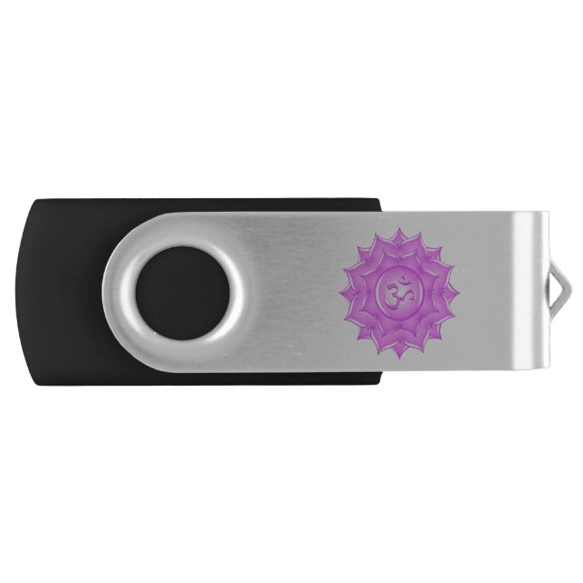 Pink Glass Lotus Flower Om Symbol Drawing Flash Drive (Front)