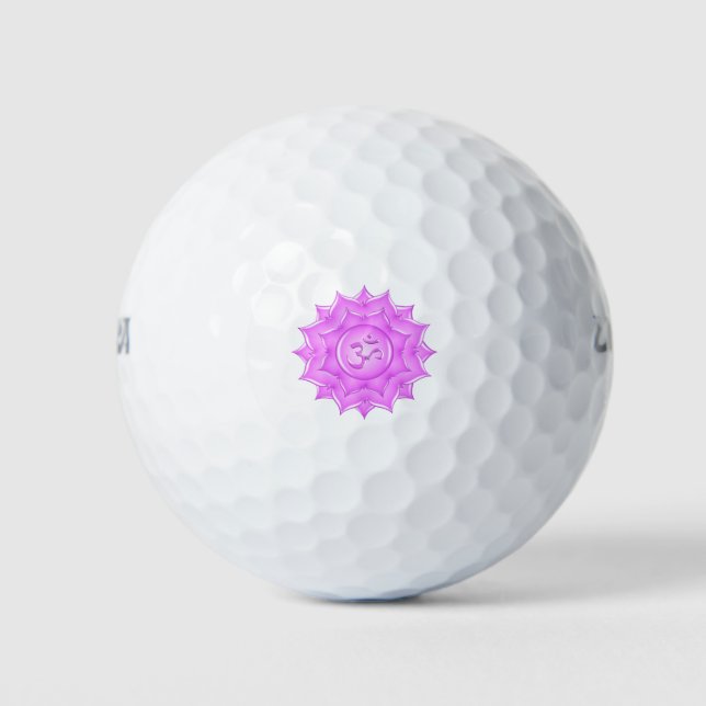 Pink Glass Lotus Flower Om Symbol Drawing Golf Balls (Front)