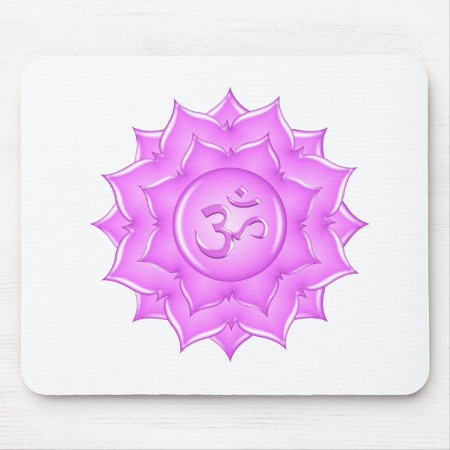 Pink Glass Lotus Flower Om Symbol Drawing Mouse Pad (Front)