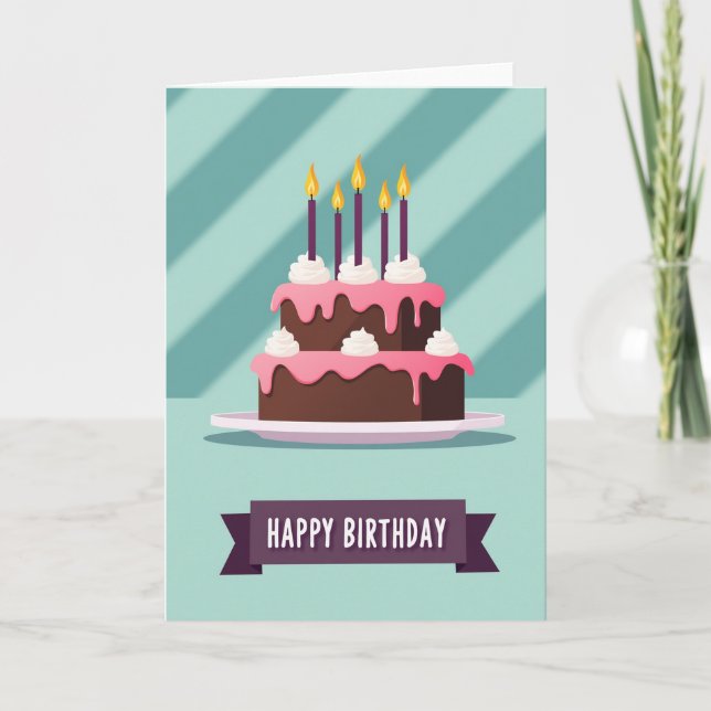 Pink Glaze Birthday Card (Front)