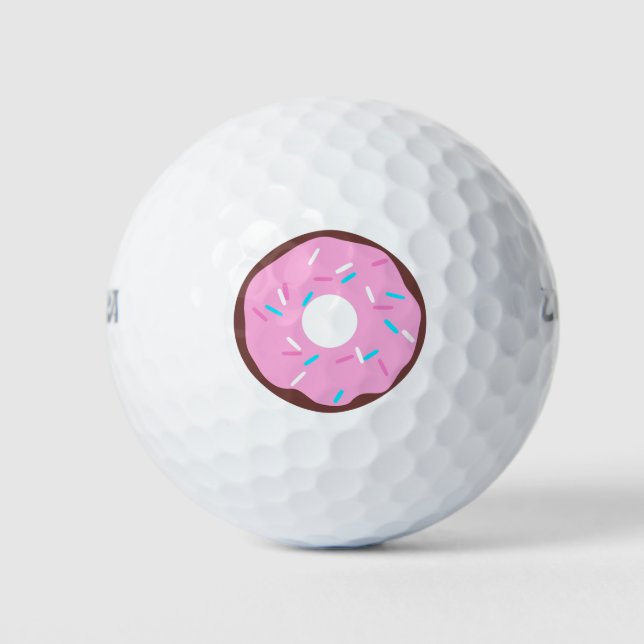 Pink Glazed Chocolate Donut Golf Balls (Front)