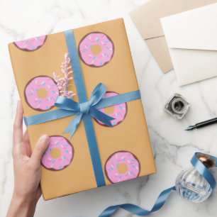 Pink Glazed Chocolate Donut Wrapping Paper
