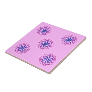 Pink Glazed Donut Style And Curvy Decoration Lines Ceramic Tile