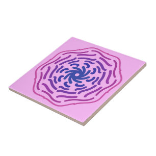 Pink Glazed Donut Style And Curvy Decoration Lines Ceramic Tile