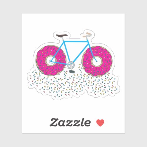 Pink Glazed Donut Wheels Bicycle with Sprinkles Sticker