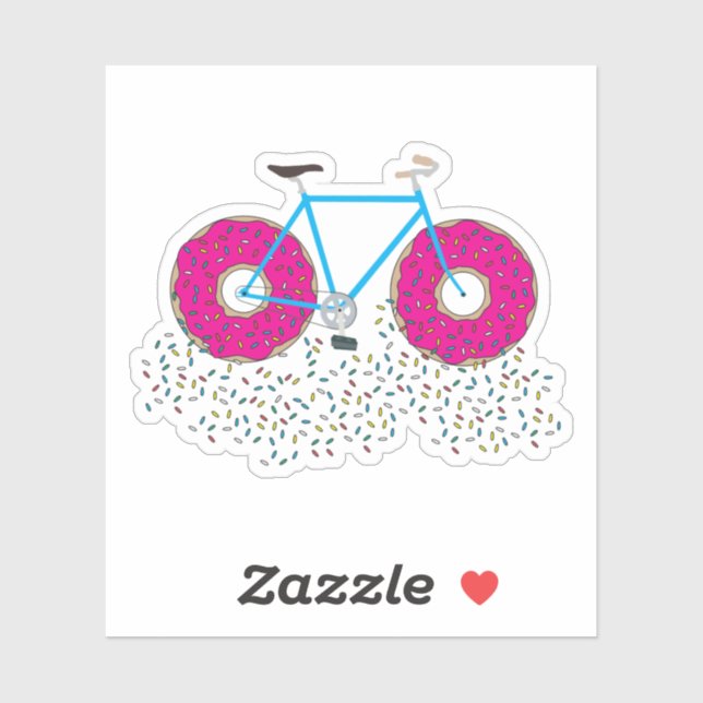 Pink Glazed Donut Wheels Bicycle with Sprinkles Sticker (Sheet)
