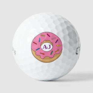 Pink Glazed Donut with Sprinkles Golf Balls