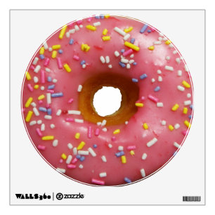 Pink glazed donut with sprinkles wall sticker
