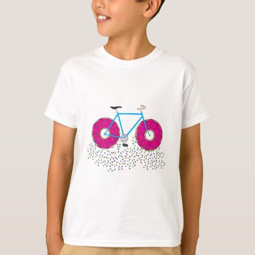 Pink Glazed Doughnut Wheels Bicycle Sprinkles T_Shirt