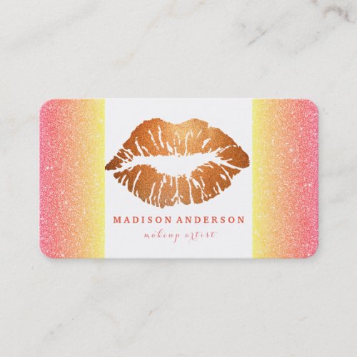 Pink Gliter Chic Gold Lips _ Makeup Artist Business Card