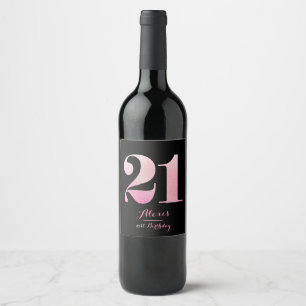 Pink Glitter 21st Birthday Party Wine Label