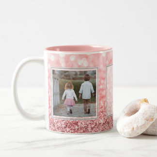 Pink Glitter 2 Pictures w/Text Design Your Own Two-Tone Coffee Mug