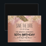 Pink Glitter 50th Birthday Save the Date Budget<br><div class="desc">Faux pink glitter paint stripe. All text is adjustable and easy to change for your own party needs. Great elegant 50th birthday template design.</div>