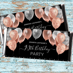 Pink Glitter 90th Birthday Candy Bar Wrapper