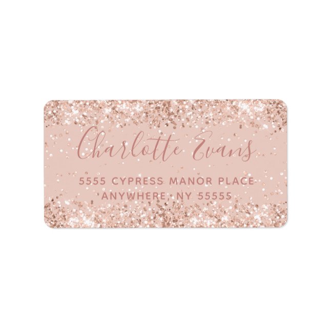 Pink Glitter Address Label (Front)