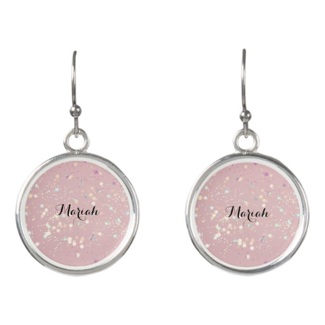 Pink Glitter Aesthetic Earrings (Front)