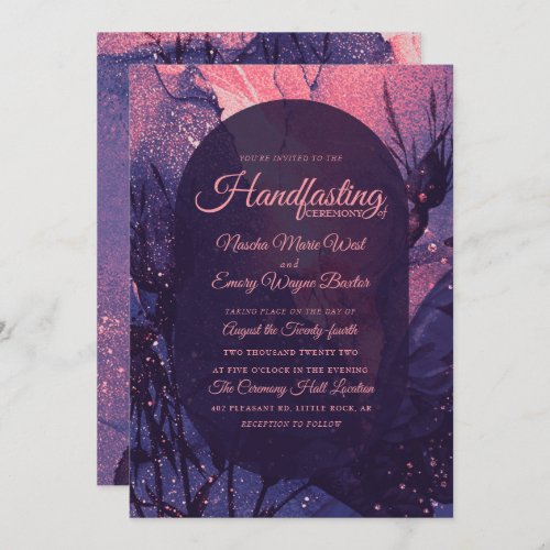 Pink Glitter Alternative Gothic Luxury Handfasting Invitation