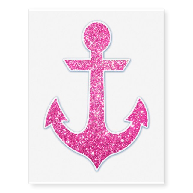 Pink glitter anchor temporary tattoos (Front)