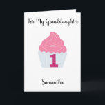 Pink Glitter and Cupcake 1st Birthday Card<br><div class="desc">Pink Glitter and Cupcake 1st Birthday Card</div>