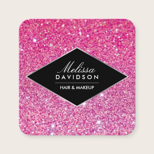 Pink Glitter and Glamour Beauty Square Business Card