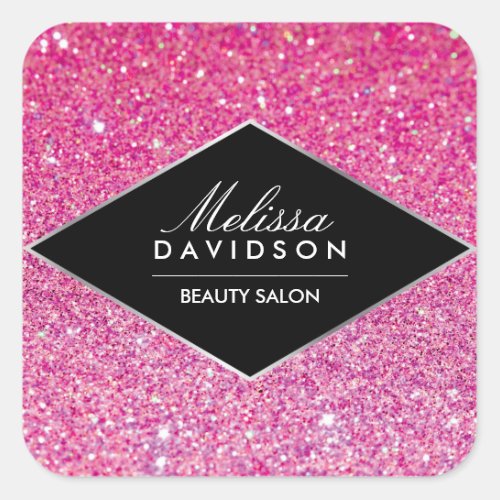 Pink Glitter and Glamour Beauty Square Sticker