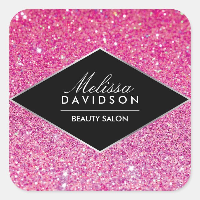 Pink Glitter and Glamour Beauty Square Sticker (Front)