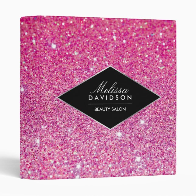 Pink Glitter and Glamour Personalized Binder (Front/Spine)