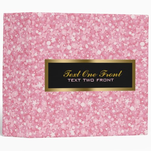 Pink Glitter And Gold And Black Text Back Binder