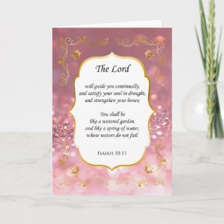 Pink Glitter and Gold Bible Verse Sympathy Card