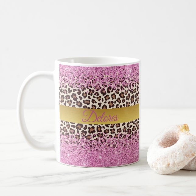 Pink Glitter and Gold Mug (With Donut)