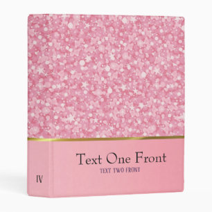 Pink Glitter And Gold Stripe Mini Binder
