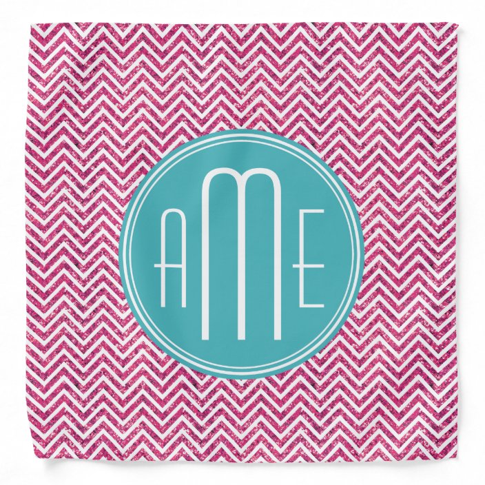 Pink Glitter and Mint Custom Monogram Bandana | Zazzle.com