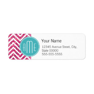 Pink Glitter and Mint Custom Monogram Label