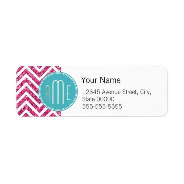 Pink Glitter and Mint Custom Monogram Label (Front)