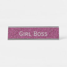 Pink Glitter and Silver Girl Boss Funny Corporate