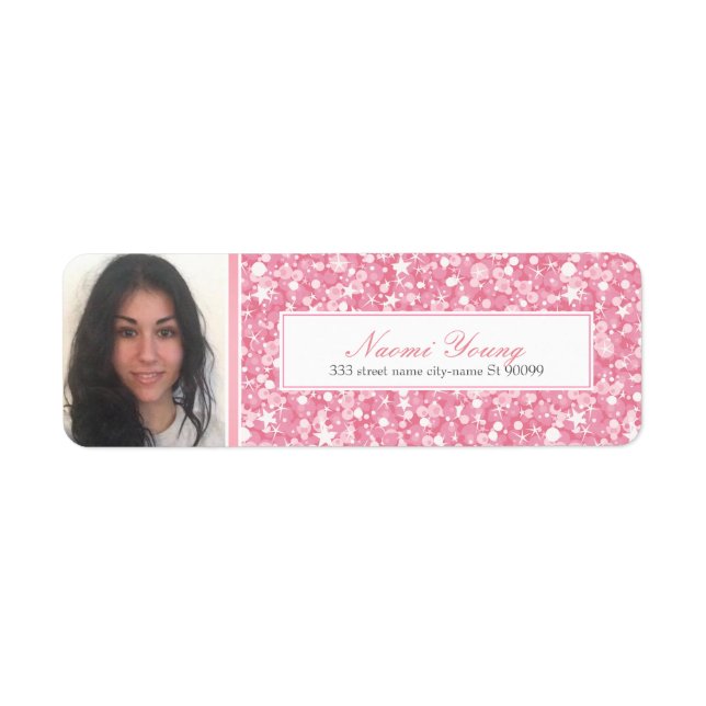 Pink Glitter And Stripe-Graduate Photo Label (Front)