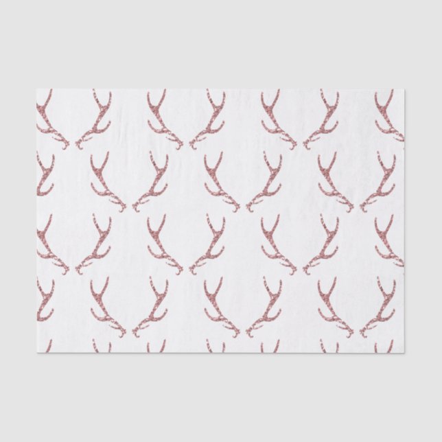 Pink Glitter Antlers Rustic Glam Girly Custom Tissue Paper (Front)