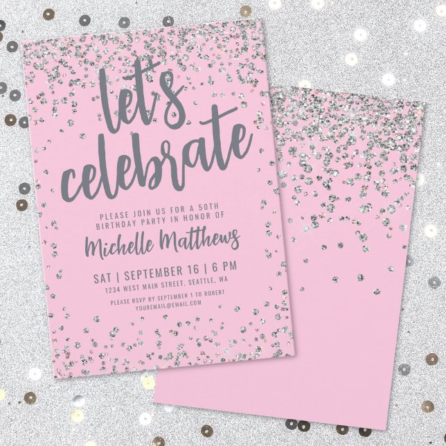 Pink Glitter Any Age Birthday Invitation (Pink Glitter Any Age Birthday Invitation)