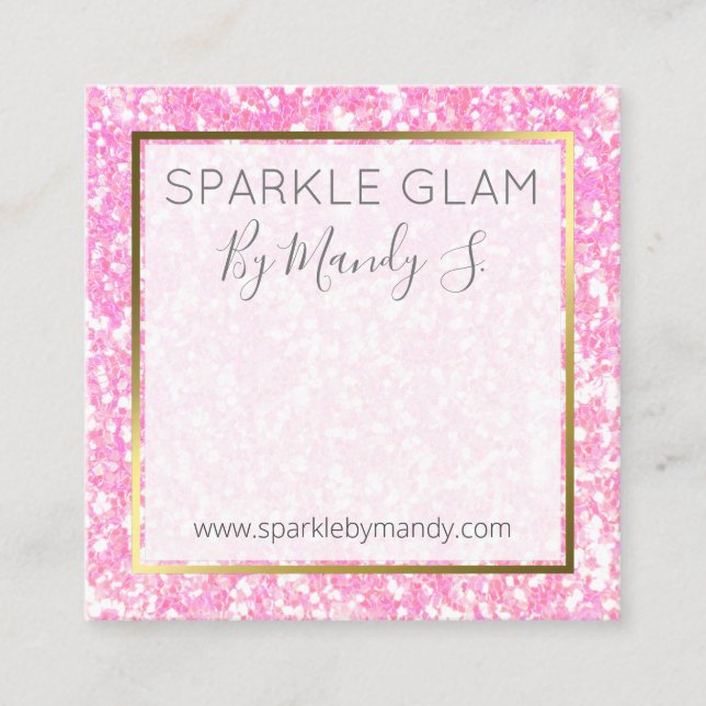 Pink Glitter Artisan Handmade Jewelry Display Card (Front)