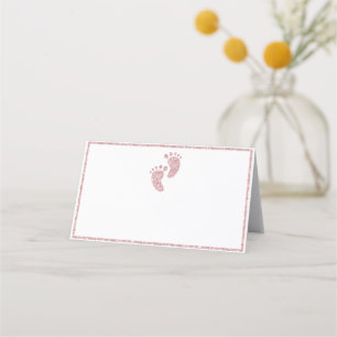 Pink Glitter Baby Feet Baby Shower Tent Place Card