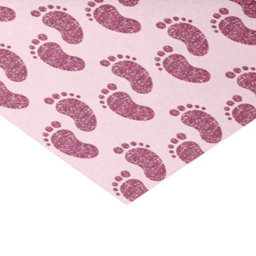 Pink Glitter Baby Girl Foot Print Pattern Tissue Paper