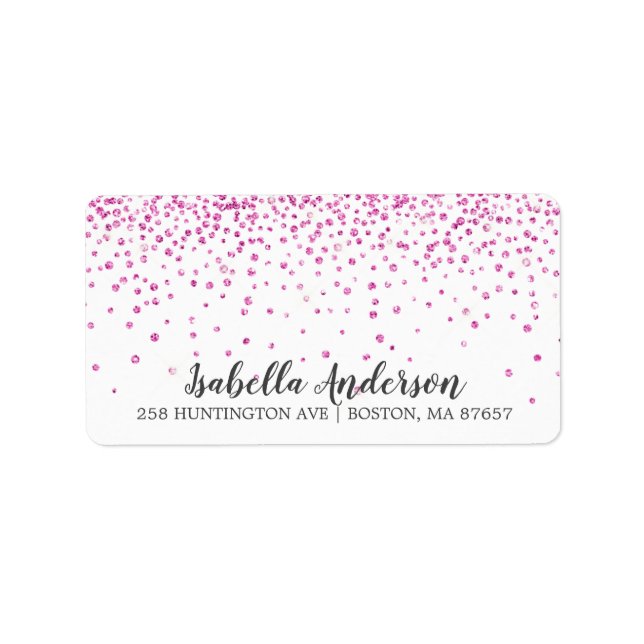 Pink Glitter Baby Shower Address Label (Front)