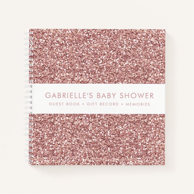 Pink Glitter Baby Shower Gifts + Guestbook Notebook (Front)