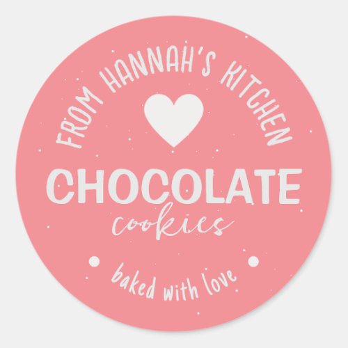 Pink Glitter Background Baked With Love Cookies Classic Round Sticker