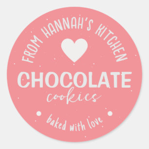 Pink Glitter Background Baked With Love Cookies Classic Round Sticker