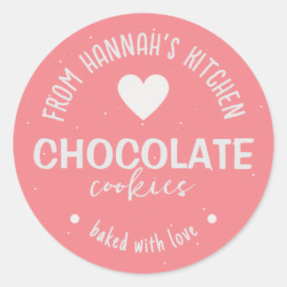 Pink Glitter Background Baked With Love Cookies Classic Round Sticker