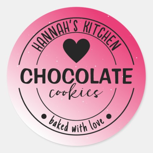 Pink Glitter Background Item Label Baked with Love