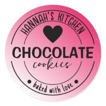 Pink Glitter Background Item Label Baked with Love