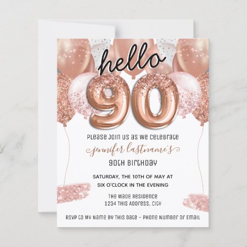 Pink Glitter Balloons 90th Birthday Party