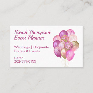 Pink Glitter Balloons Business Card